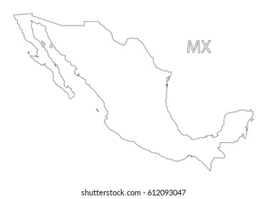 Mexico outline silhouette map illustration