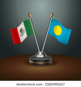 Mexico and Palau table flags relation with gradient backgrund