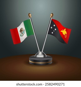 Mexico and Papua New Guinea table flags relation with gradient backgrund