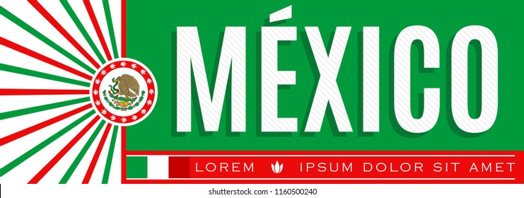 Mexico patriotic banner design, typographic vector illustration, mexican flag colors