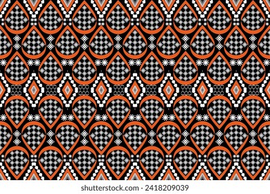mexico pattern ethnic designs geometric shapes Triangular color tear drop ikat Orange white black tribal pattern designs pattern for Textile printing business Wallpaper, carpet fabric Cushions