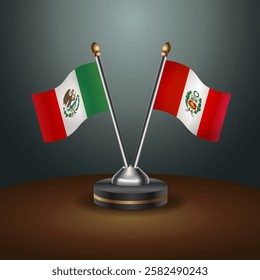 Mexico and Peru table flags relation with gradient backgrund