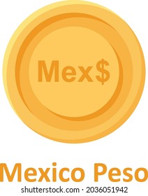 Mexico Peso Coin Isolated Vector Icon Which Can Easily Modify Or Edit

