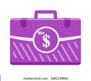 Mexico Peso Money Inside Case Box Vector Icon Logo Illustration & Design. Mexico Currency, Business, Payment & Finance Element. Can be used for Web, Mobile, Infographic, and Print.