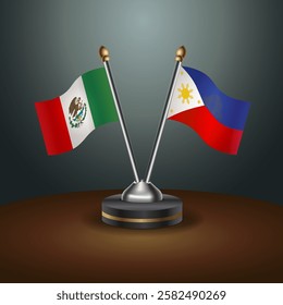 Mexico and Philippines table flags relation with gradient backgrund