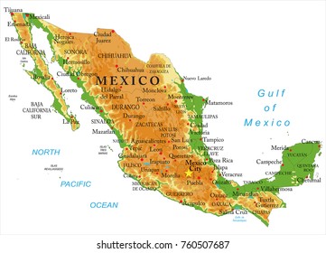 Mexico physical map