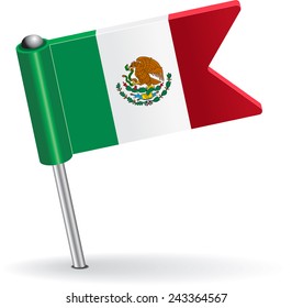 Mexico Pin Icon Flag. Vector Illustration Eps 8.