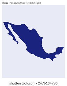 Mapa del país llano de México. Detalles bajos. Estilo sólido. Forma de México. Ilustración vectorial.
