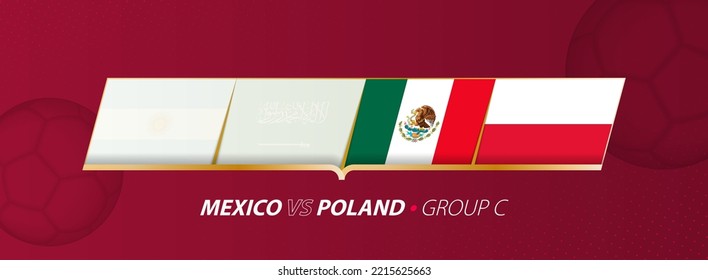 Mexico - Poland football match illustration in group A. Vector flags.