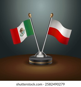 Mexico and Poland table flags relation with gradient backgrund