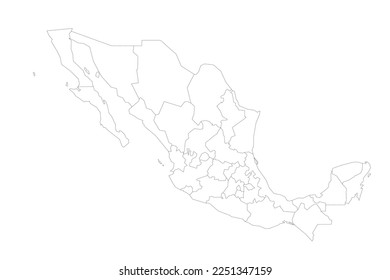 Mexico political map of administrative divisions