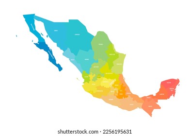 Mapa político de divisiones administrativas de México