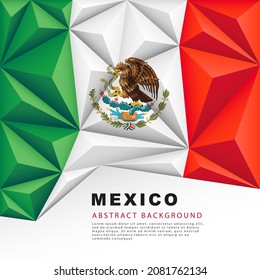 Mexico polygonal flag. Vector illustration. Abstract background in the form of colorful green, white and red stripes of the Mexican flag.