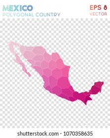 Mexico polygonal, mosaic style country map. Resplendent low poly style, modern design for infographics or presentation.