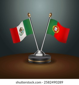 Mexico and Portugal table flags relation with gradient backgrund