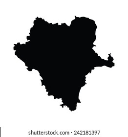 Mexico province Durango vector map silhouette isolated on white background. High detailed illustration.