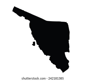 Mexico province map, Agua Prieta Sonora vector map silhouette isolated on white background. High detailed illustration.