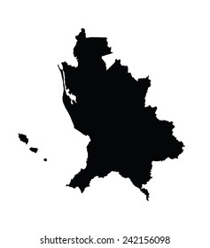 Mexico province map, Nayarit vector map silhouette isolated on white background. High detailed silhouette illustration.