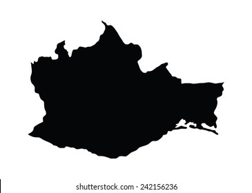 Mexico province map, state Oaxaca vector map isolated on white background. High detailed silhouette illustration. 