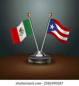 Mexico and Puerto Rico table flags relation with gradient backgrund