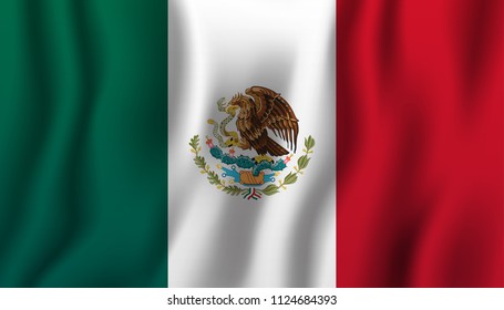Mexico realistic waving flag vector illustration. National country background symbol. Independence day.