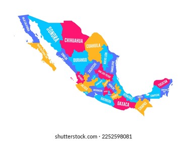 Mexico Regions Map Vector Illustration