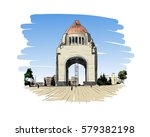 Mexico. Revolution Monument. Hand drawn vector illustration.