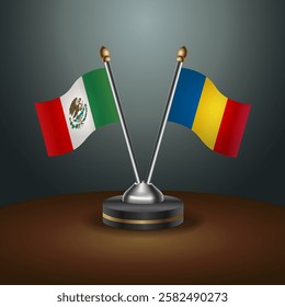 Mexico and Romania table flags relation with gradient backgrund