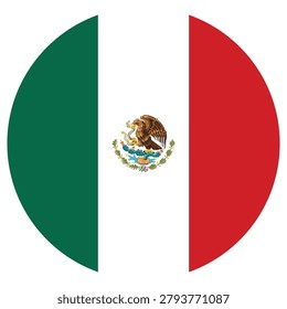 Mexico Round Flag Icon High Quality National Flag Isolated on Transparent Background