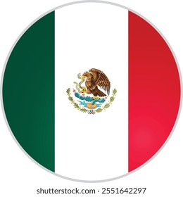 Mexico Round Flag Icon Vector