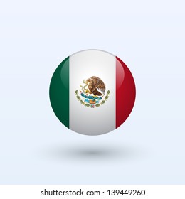 Mexico Round Flag. Vector Illustration.