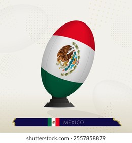 Mexico Rugby Ball on Rugby Kicking Tees with Modern Design. Illustration perfect for sports, national pride, and rugby-related projects.