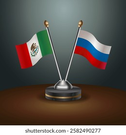 Mexico and Russian table flags relation with gradient backgrund