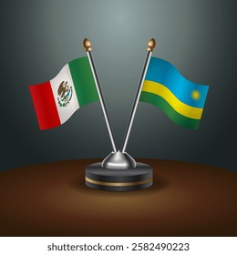 Mexico and Rwanda table flags relation with gradient backgrund