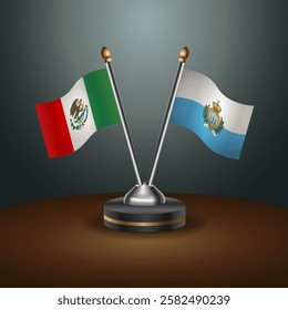 Mexico and San Marino table flags relation with gradient backgrund