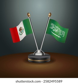 Mexico and Saudi Arabia table flags relation with gradient backgrund