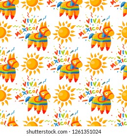 Mexico seamless pattern background vector illustration traditional graphic travel tequila alcohol fiesta drink ethnicity aztec maraca sombrero.