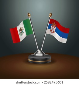 Mexico and Serbia table flags relation with gradient backgrund