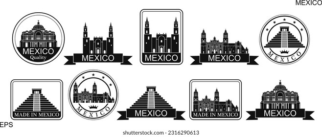 Mexico set.  Isolated Mexico on white background
