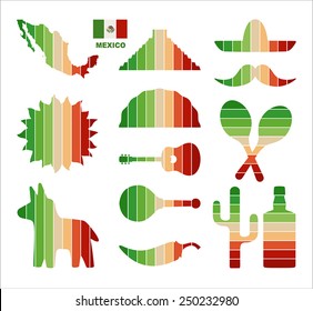 Mexico set. Vector on white background.
