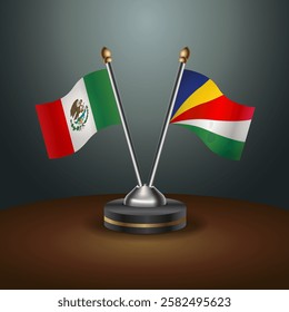 Mexico and Seychelles table flags relation with gradient backgrund