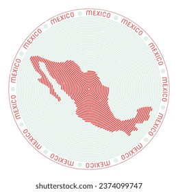 Mexico shape radial arcs. Country round icon. Mexico logo design poster. Attractive vector illustration.