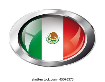 mexico shiny button flag vector illustration. Isolated abstract object against white background.