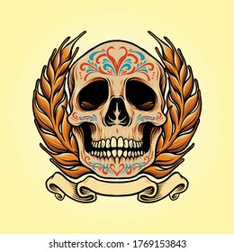 Mexico Skull Muertos with Banner Illustrations