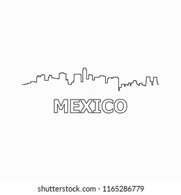 Mexico skyline and landmarks silhouette black vector icon. Mexico panorama.