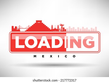Mexico Skyline Loading Typographic Design