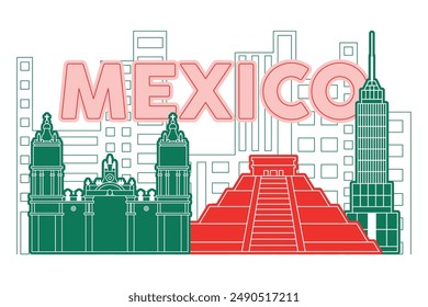 México skyline Ilustración vectorial moderna del paisaje urbano
