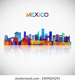 Mexico skyline silhouette in colorful geometric style. Symbol for your design. Vector illustration.