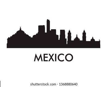 Mexico skyline silhouette vector of famous places