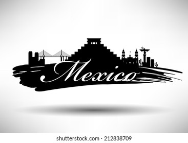 Mexico Skyline with Typography Design
